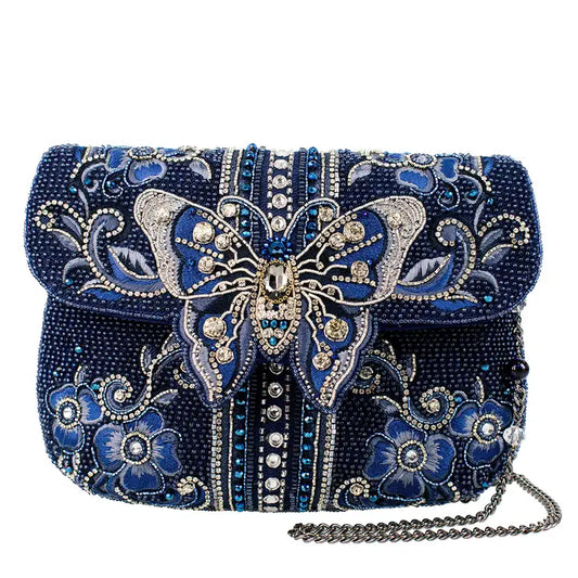 Mary Frances Blue Alchemy Butterfly and Floral Handbag