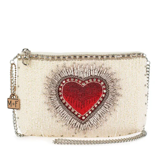 Mary Frances Follow Your Heart Beaded Mini Crossbody Clutch Handbag