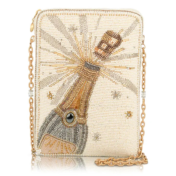 Mary Frances Bubbles & Bliss Champagne Pop Beaded Crossbody Handbag