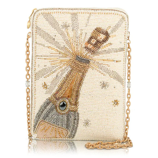 Mary Frances Bubbles & Bliss Champagne Pop Beaded Crossbody Handbag