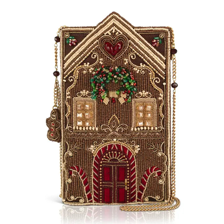 Mary Frances Candy Cottage Beaded Gingerbread House Crossbody Bag