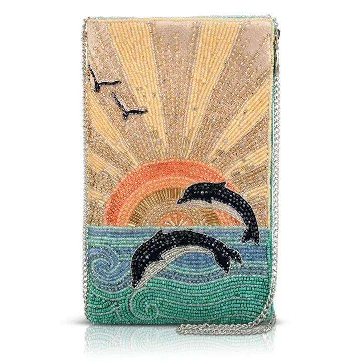 Mary Frances Dolphins Flip For Joy Sunset Crossbody Phone Bag