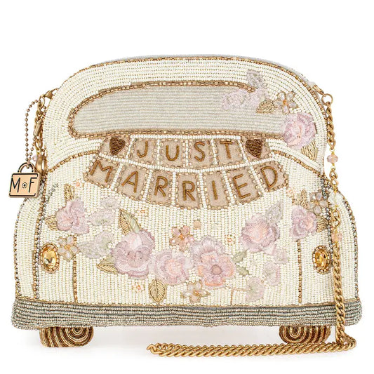 Mary Frances Just Married Beaded Car Image Crossbody Handbag