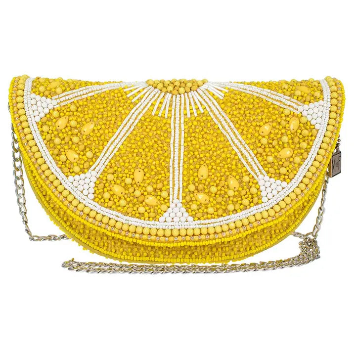 Mary Frances Tart Beaded Lemon Crossbody Handbag