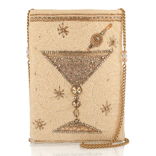 Mary Frances Crystal Martini Beaded Crossbody Martini Glass Bag
