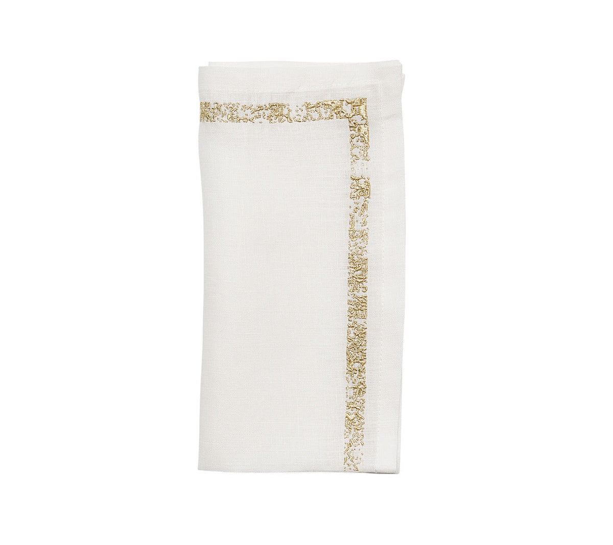 Kim Seybert Napkin: Impression in White & Gold