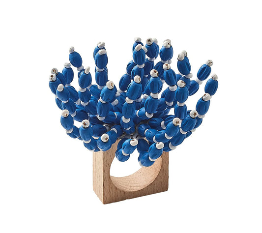 Kim Seybert Napkin Rings: Reed in Blue & White, Set of 4