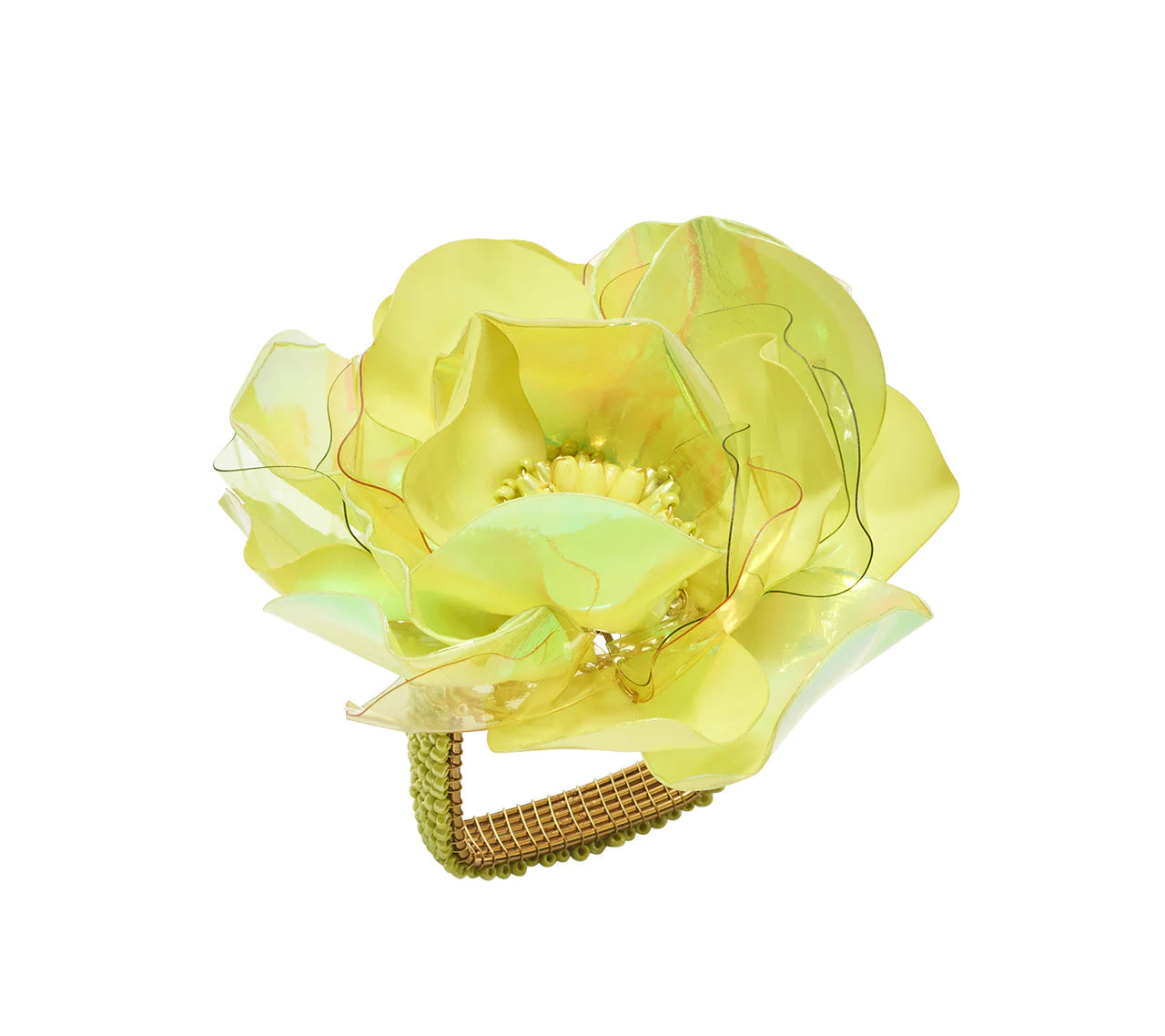 Kim Seybert Napkin Rings: Gardenia in Citron, Set of 4