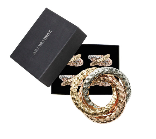 Kim Seybert Napkin Rings: Trinity in Multi, Set of 4
