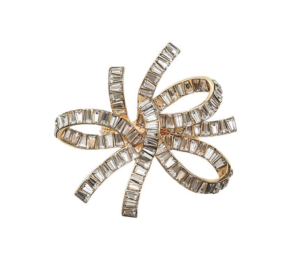 Kim Seybert Napkin Rings: Jeweled Bow in Gold & Crystal, Set of 4