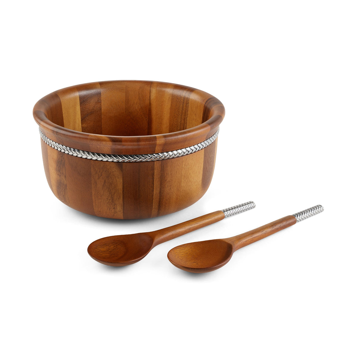Nambe Silver Braid Salad Bowl with Servers