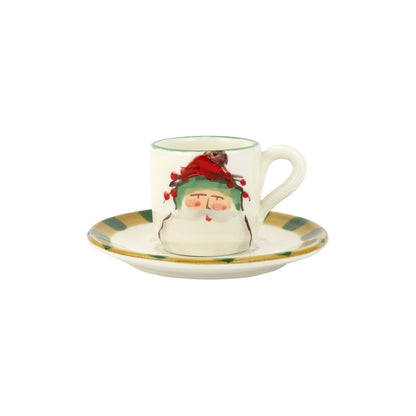 Vietri Old St. Nick Espresso Cup & Saucer - Green Hat