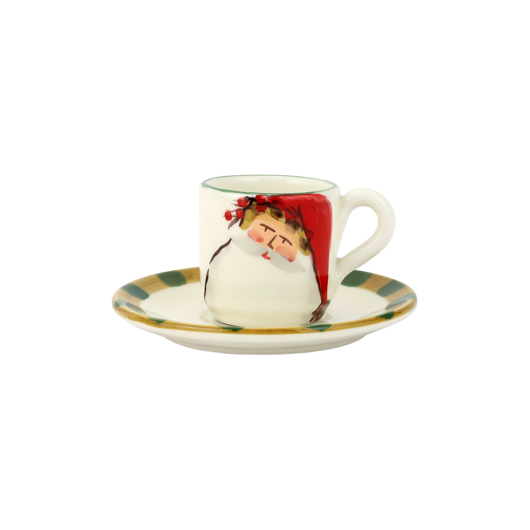 Vietri Old St. Nick Espresso Cup & Saucer - Animal Hat