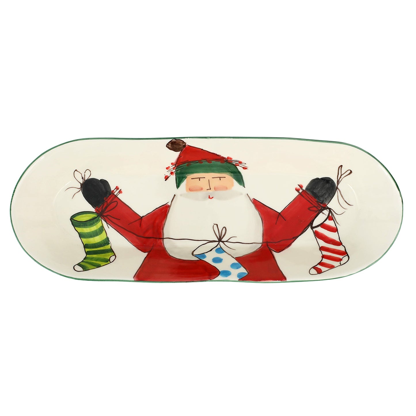 Vietri Old St. Nick Bread Server w/Stockings