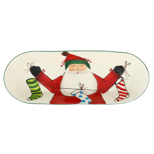 Vietri Old St. Nick Bread Server w/Stockings