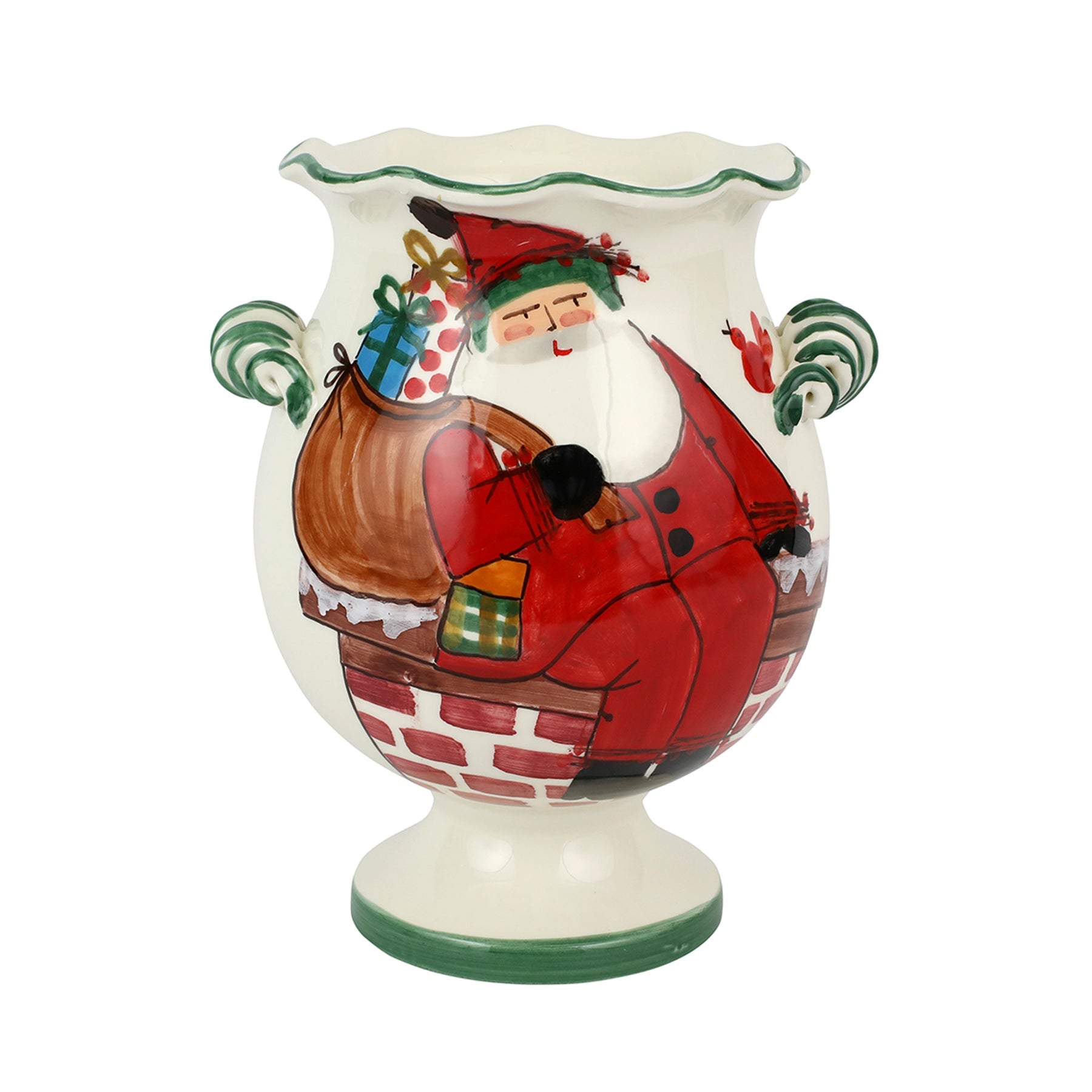 Vietri Old St. Nick Handled Cachepot w/Gifts