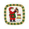 Vietri Old St. Nick Square Platter w/Teddy Bear - Small Rimmed