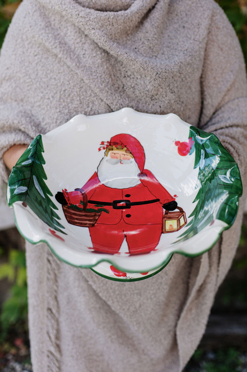 Vietri Old St. Nick Pedestal Fruit Bowl