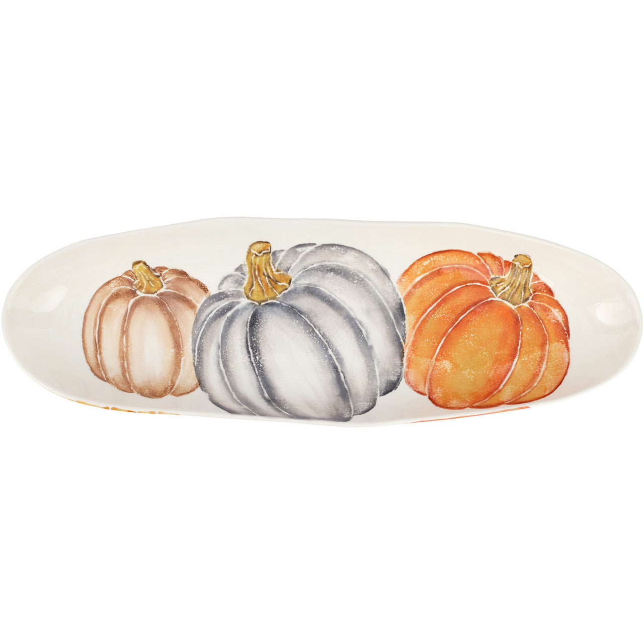Vietri Pumpkins Narrow Oval Platter with Assorted Pumpkins