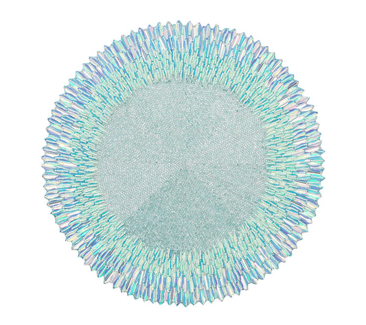 Kim Seybert Placemats: Ray in Periwinkle & Seafoam, Set of 2