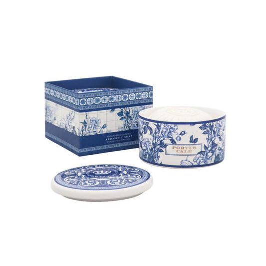 Portus Cale Round Gold & Blue Soap in Jewel Box