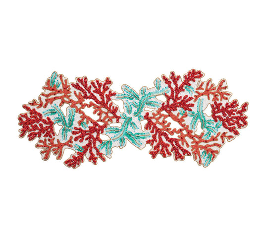 Kim Seybert Runner: Coral Spray in Coral & Turquoise