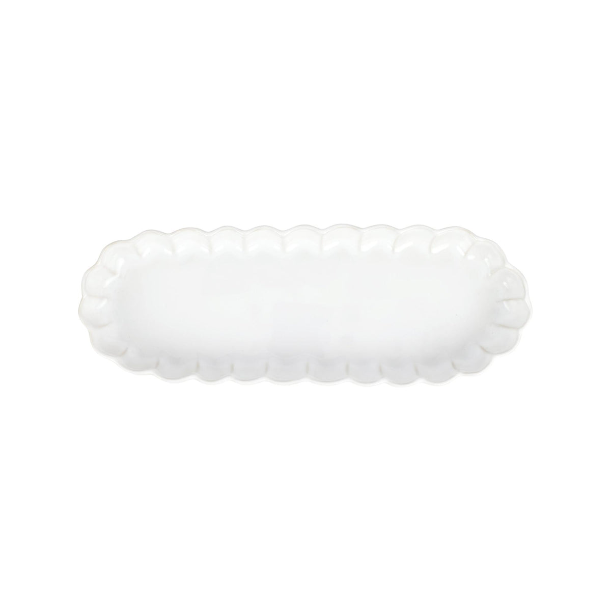 Vietri  White  Incanto Stone Ruffle Oval Tray