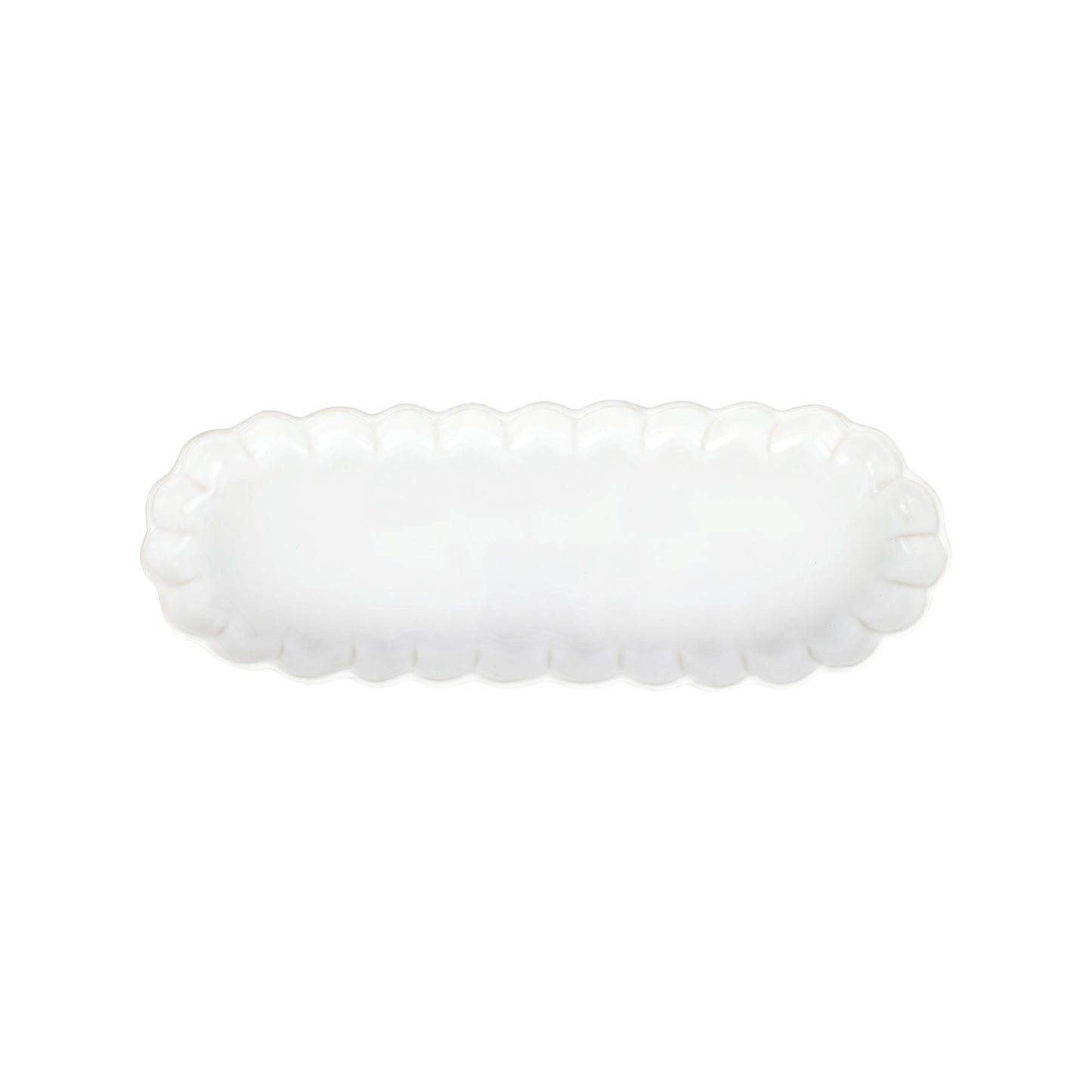 Vietri  White  Incanto Stone Ruffle Oval Tray