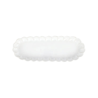 Vietri  White  Incanto Stone Ruffle Oval Tray