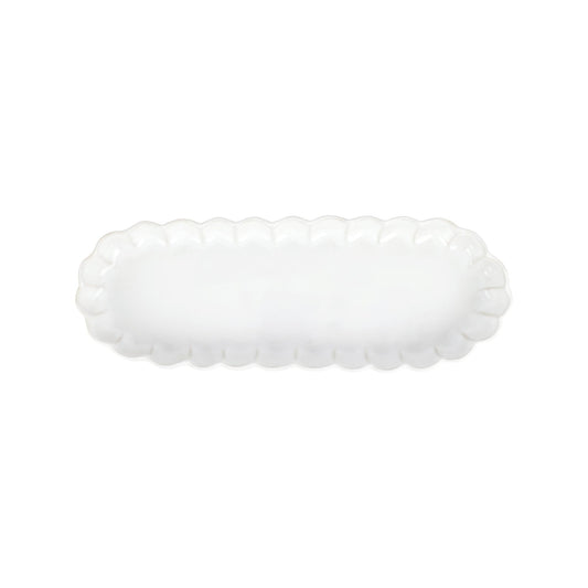 Vietri  White  Incanto Stone Ruffle Oval Tray