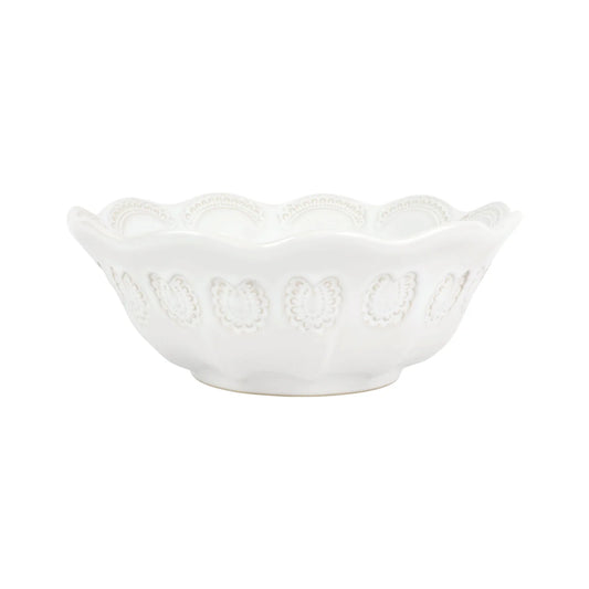 White Vietri Incanto Stone Lace Medium Serving Bowl