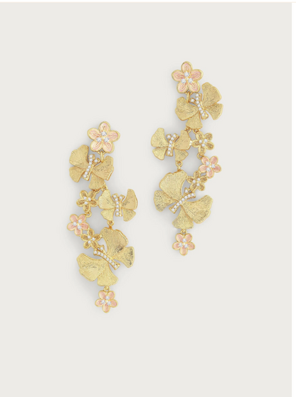 Anabel Aram Butterfly With Flowers Dangle Earrings
