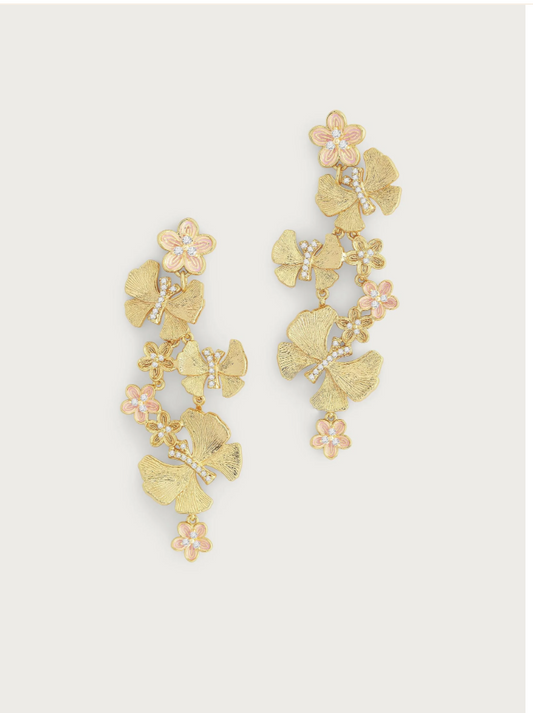 Anabel Aram Butterfly With Flowers Dangle Earrings