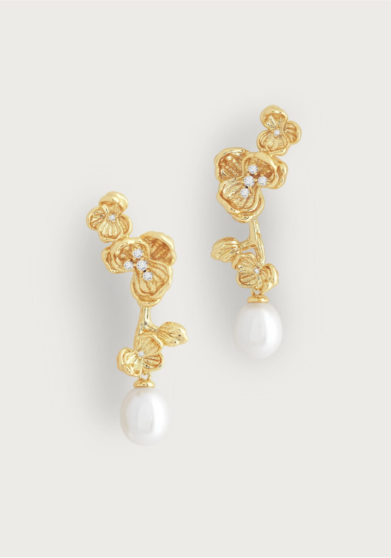 Anabel Aram Orchid With Pearl Drop Earrings