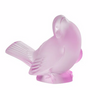 Lalique Pink Sparrow Sculpture Pink Luster Crystal