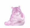 Lalique Pink Panda Sculpture Pink Luster Crystal