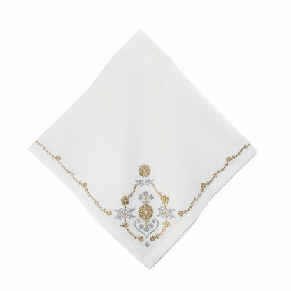 Juliska Napkin  Heidi Embroidered Napkin - Gold/Silver