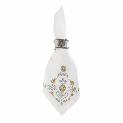 Juliska Napkin  Heidi Embroidered Napkin - Gold/Silver