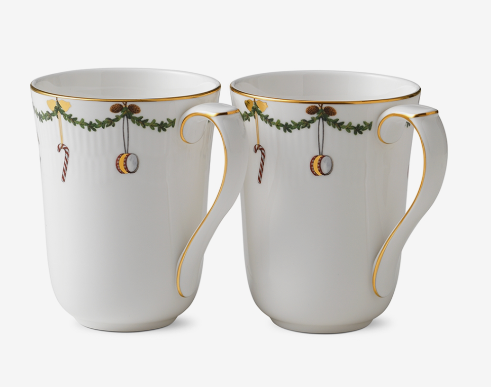 Royal Copenhagen Star Fluted Christmas MUGS Set of Two