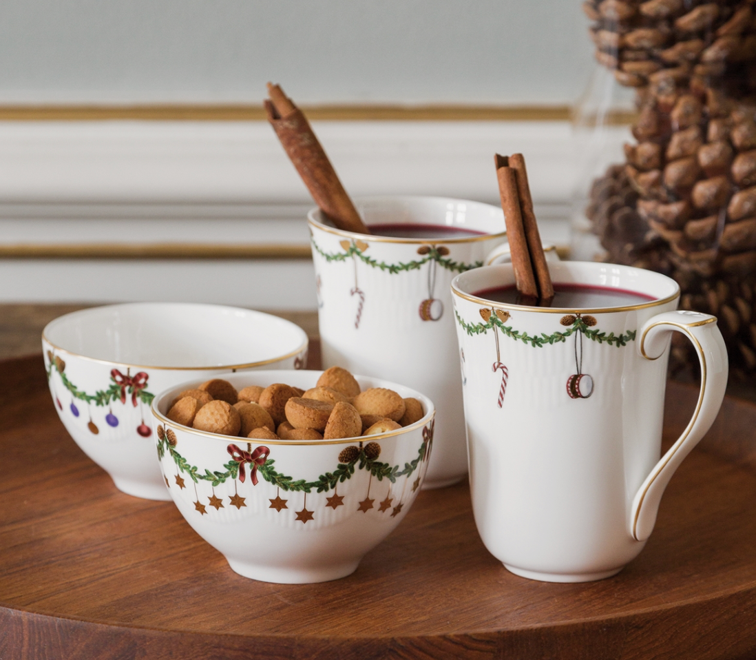 Royal Copenhagen Star Fluted Christmas MUGS Set of Two