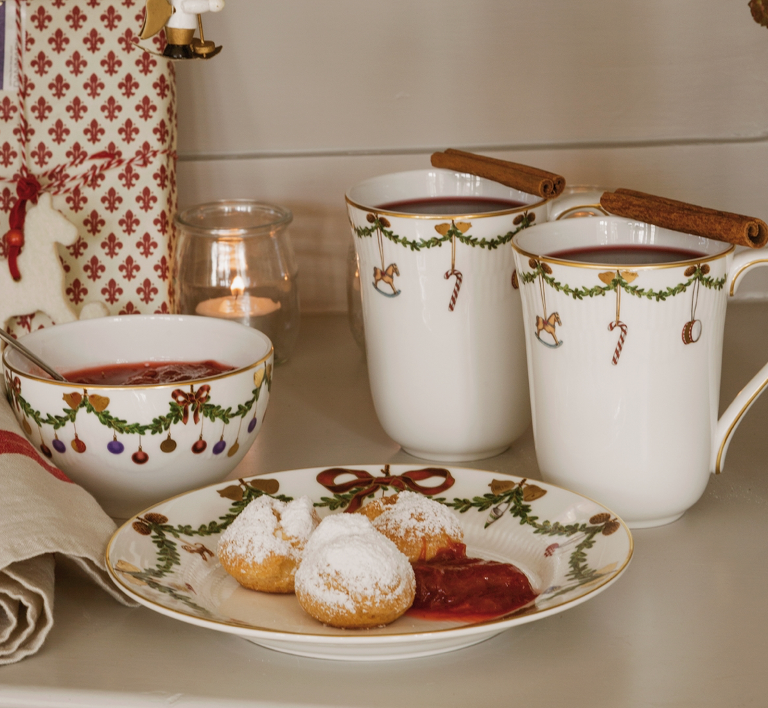 Royal Copenhagen Star Fluted Christmas MUGS Set of Two