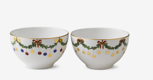 Royal Copenhagen Star Fluted Christmas BOWL Set 4.15 inches, 2 PC