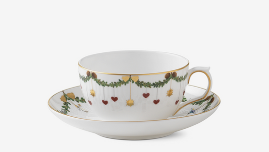 Royal Copenhagen Star Fluted Christmas TEA CUP AND SAUCER