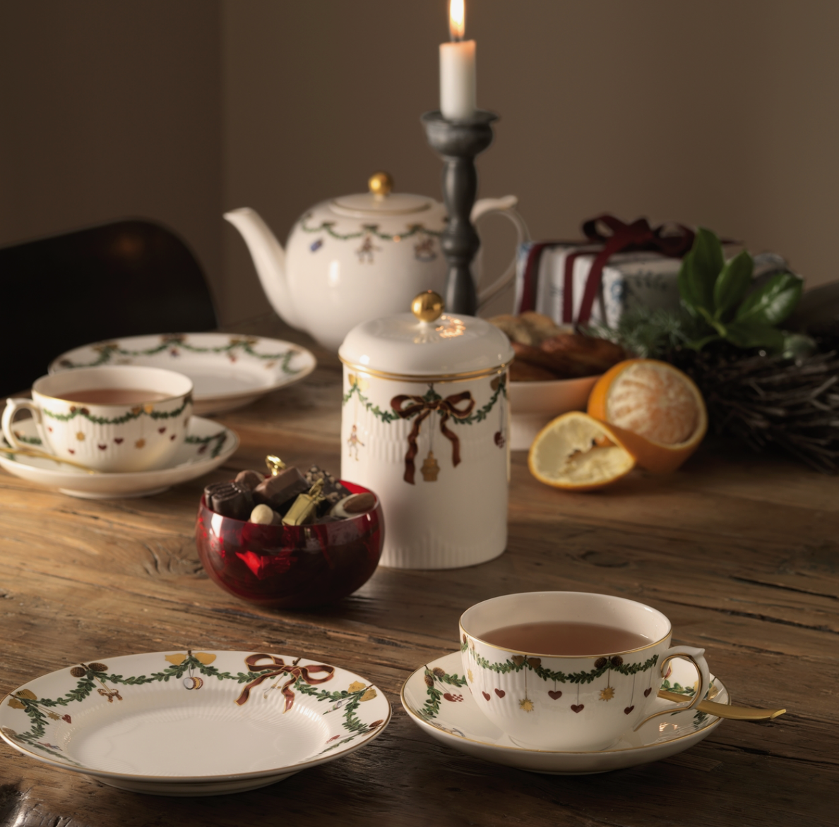 Royal Copenhagen Star Fluted Christmas TEA CUP AND SAUCER