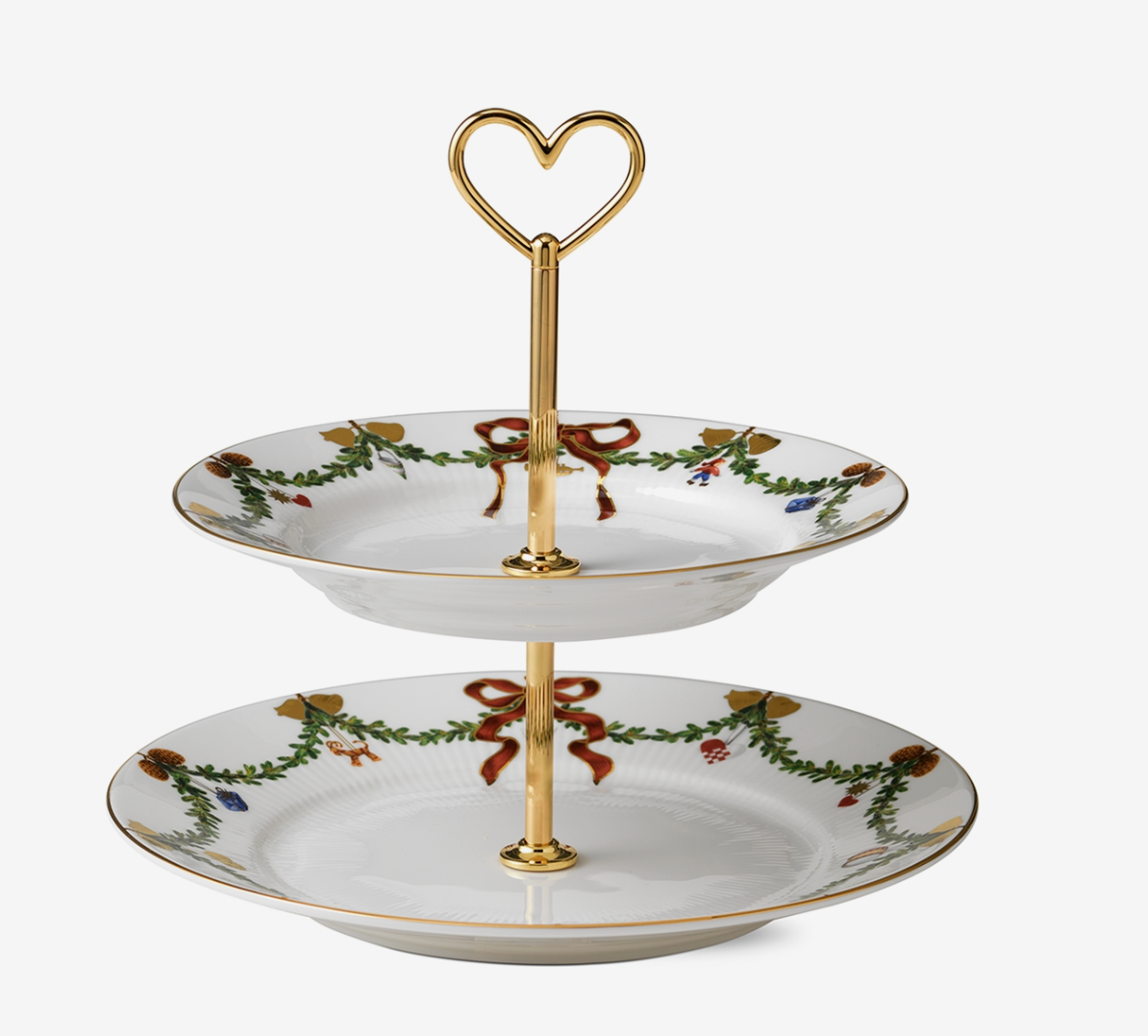 Royal Copenhagen Star Fluted Christmas 2 Tier Etagere