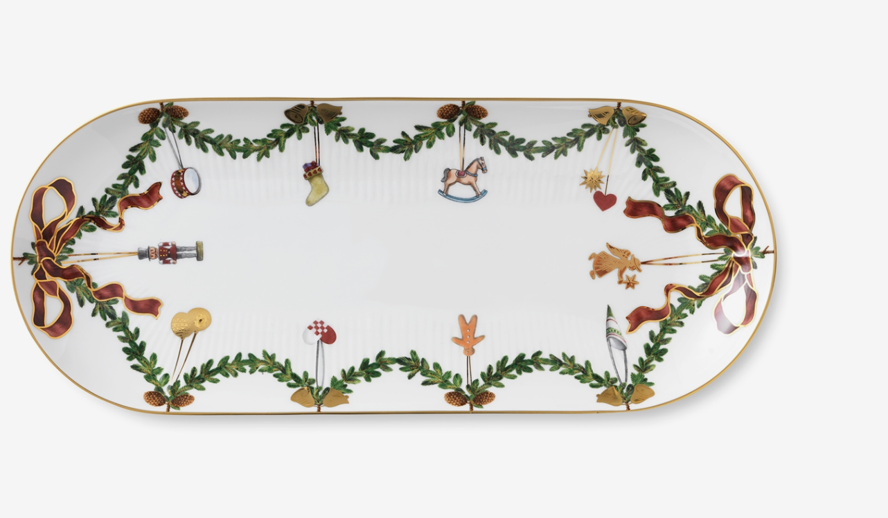 Royal Copenhagen Star Fluted Christmas OBLONG DISH 15.5 inches