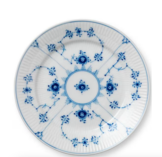 Royal Copenhagen Blue Fluted Plain Floral Motif Pattern Porcelain Dessert Plate