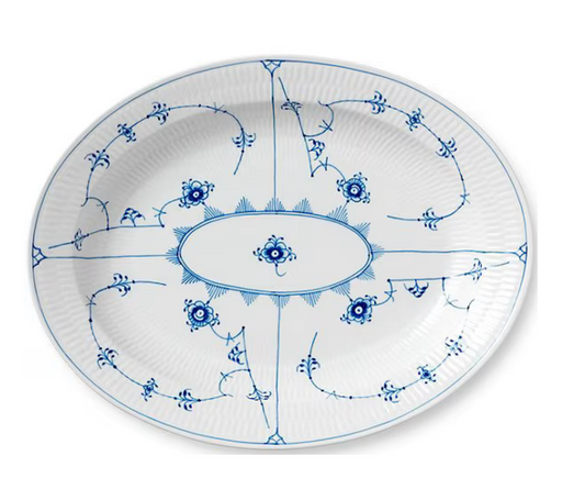 Royal Copenhagen Blue Fluted Plain Floral Pattern Porcelain Large Oval Platter