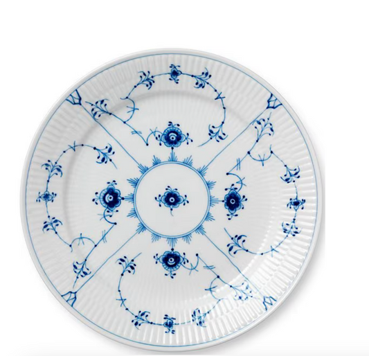 Royal Copenhagen Blue Fluted Plain Floral Pattern Porcelain Luncheon Plate