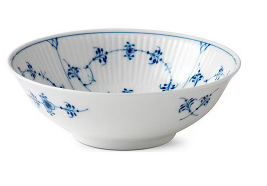 Royal Copenhagen Blue Fluted Plain Floral Motif Pattern Porcelain Cereal Bowl